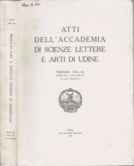 Atti dell'Accademia di Scienze Lettere e Arti di Udine - copertina