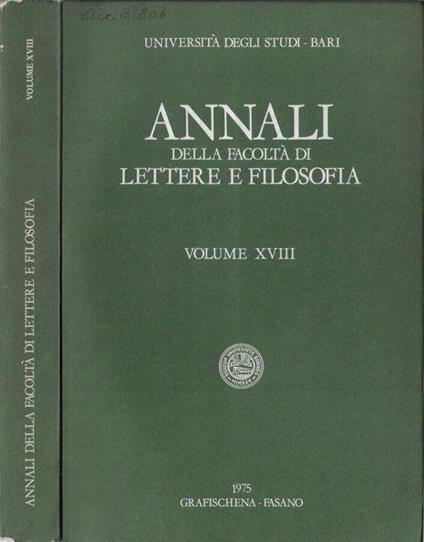 Annali della Facoltà di Lettere e Filosofia volume XVIII 1975 - copertina