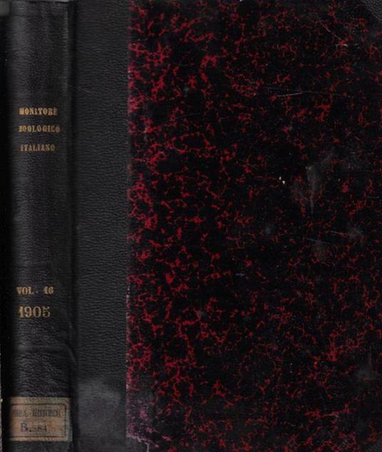 Monitore zoologico italiano Vol. XVI anno XVI 1905 - Giulio Chiarugi - copertina