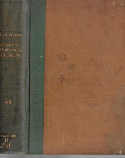 Bulletin de la Société Vaudoise des sciences naturelles Vol. XLVI 1910 - copertina