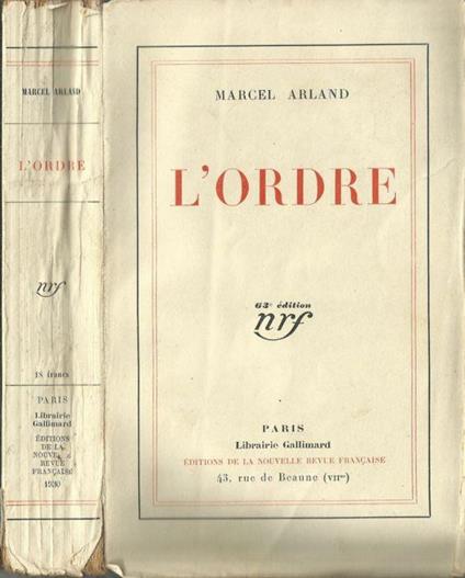 L' Ordre - Marcel Arland - copertina