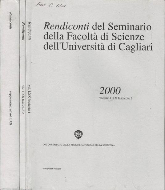 Rendiconti del Seminario della Facoltà di Scienze dell'Università di Cagliari - copertina