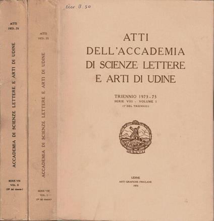 Atti dell'Accademia di Scienze Lettere e Arti di Udine - copertina
