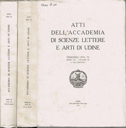 Atti dell'Accademia di Scienze Lettere e Arti di Udine - copertina