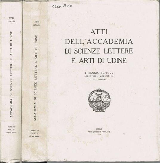 Atti dell'Accademia di Scienze Lettere e Arti di Udine - copertina