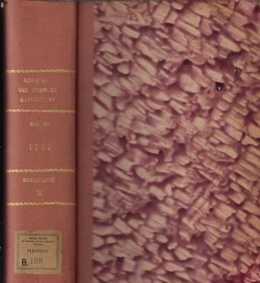 Annales des sciences naturelles botanique et biologie végétale 12° série tome III 1962 - copertina