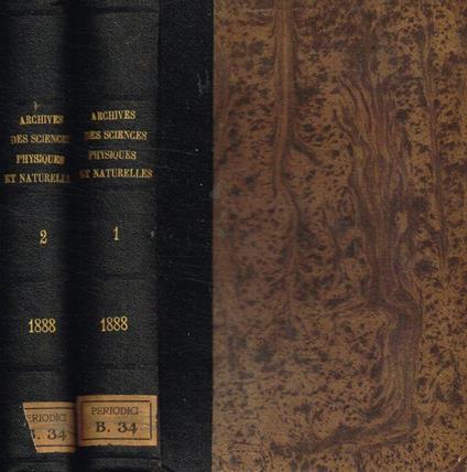 Bibliotheque Universelle. Archives des sciences physiques et naturelles. Tome 19, 20, gennaio/giugno luglio/dicembre 1888 - copertina