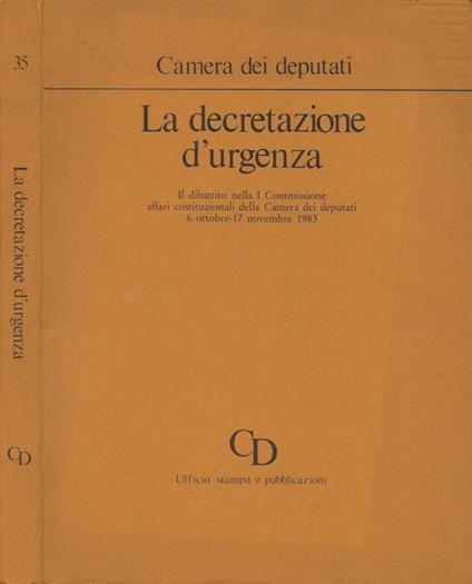 La decretazione d'urgenza - copertina