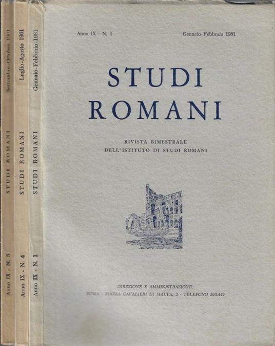 Studi romani anno 1961 N. 1, 4, 5 - Pietro Romanelli - copertina