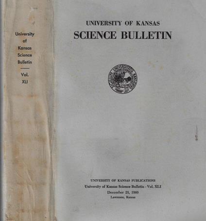 University of Kansas Science Bulletin Vol. XLI - copertina