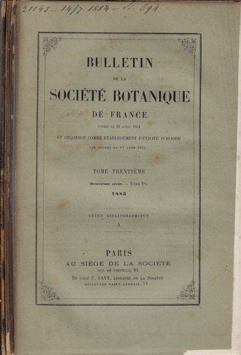 Bulletin de la Société Botanique de France Tome XXX 1883 Fasc. A, B, C, D - copertina