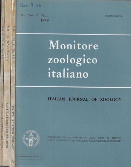 Monitore zoologico italiano N. 1, 2-3, 4 1978 - Leo Pardi - copertina