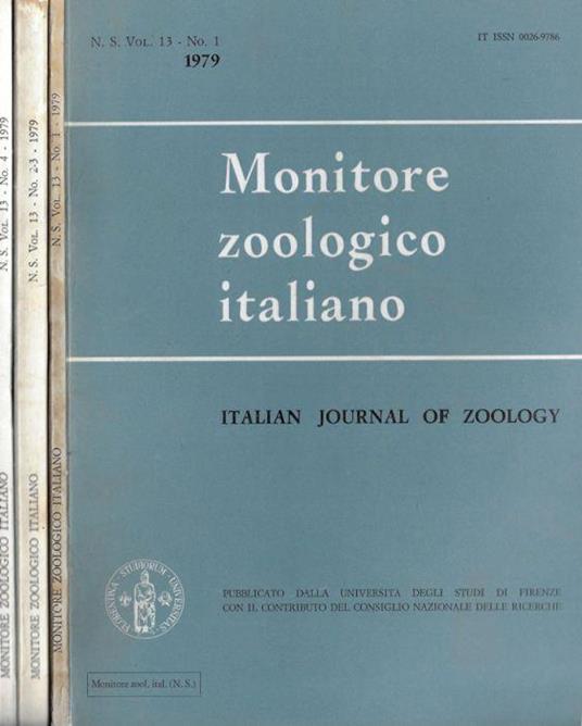 Monitore zoologico italiano N. 1, 2-3, 4 1979 - Leo Pardi - copertina