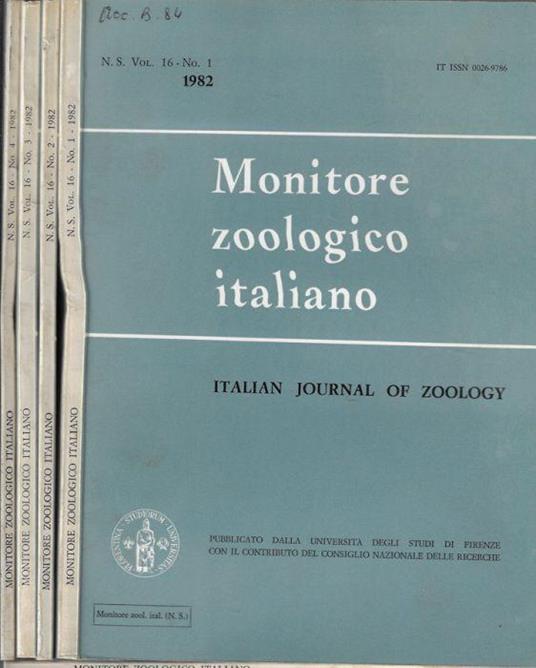 Monitore zoologico italiano N. 1, 2, 3, 4 1982 - Leo Pardi - copertina