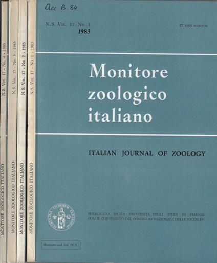 Monitore zoologico italiano N. 1, 2, 3, 4 1983 - Leo Pardi - copertina
