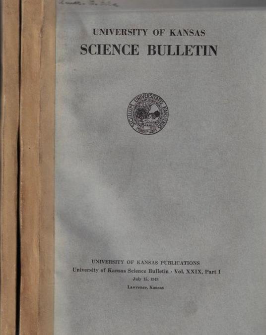 University of Kansas Science Bulletin Vol. XXIX part. I, II 1943 - copertina