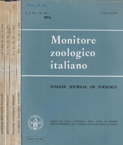 Monitore zoologico italiano N. 1, 2, 3, 4 1976 - Leo Pardi - copertina
