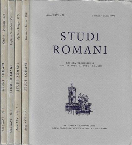 Studi romani anno 1978 N. 1, 2, 3, 4 (annata completa) - Pietro Romanelli - copertina