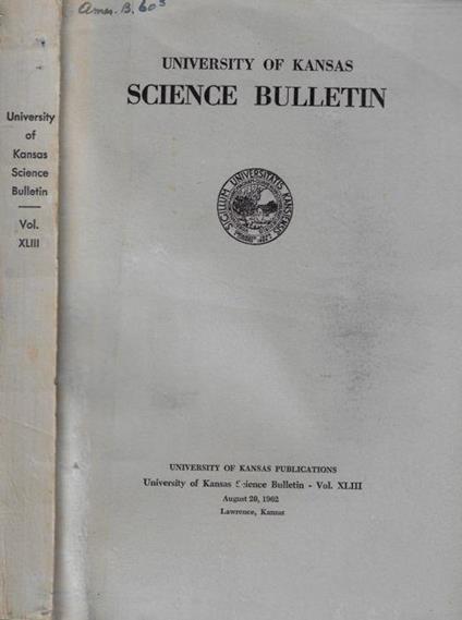 University of Kansas Science Bulletin Vol. XLIII - copertina