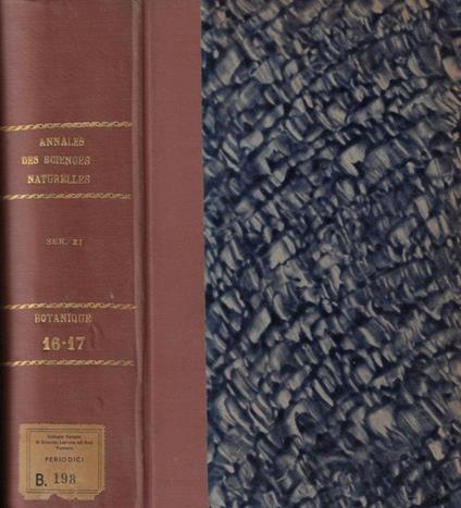 Annales des sciences naturelles botanique et biologie végétale XI série tome XVI-XVII 1955-1956 - copertina