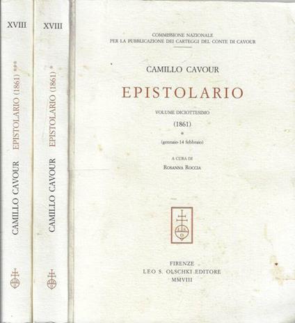 Epistolario Vol. XVIII (1861) Vol. 1, 3 - Camillo Cavour - copertina