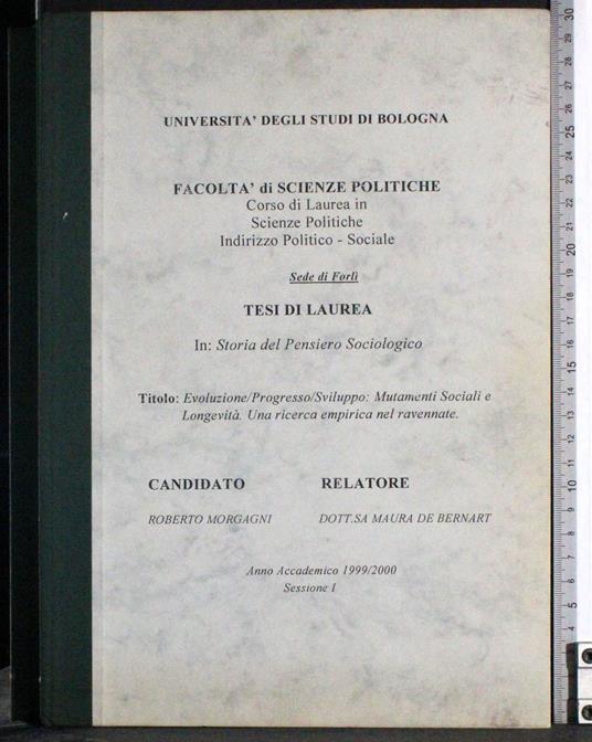 Tesi. Evoluzione/Progresso: Mutamenti sociali - Roberto Morani - copertina