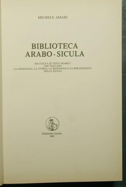 Biblioteca arabo - sicula - Michele Amari - copertina