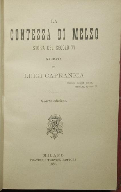 contessa di Melzo - Luigi Capranica - copertina