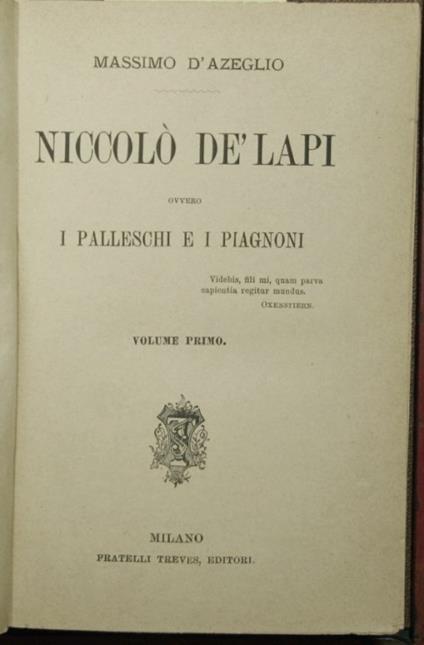 Niccolò de' Lapi ovvero I Palleschi e i Piagnoni - Massimo D'Azeglio - copertina
