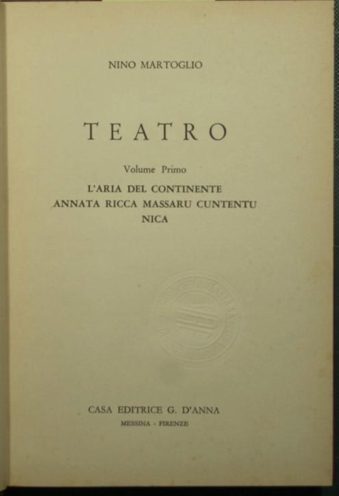 Teatro - Voll. I e II - Nino Martoglio - copertina