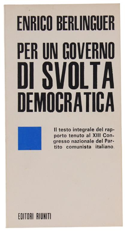 Per Un Governo Di Svolta Democratica - Enrico Berlinguer - copertina