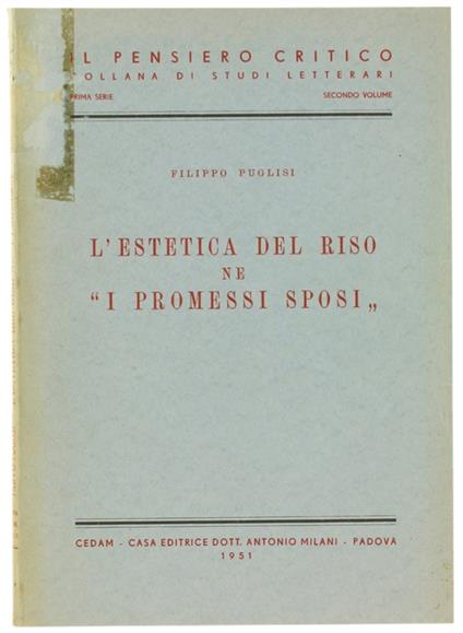 L' Estetica Del Riso Ne "I Promessi Sposi" - Filippo Puglisi - copertina