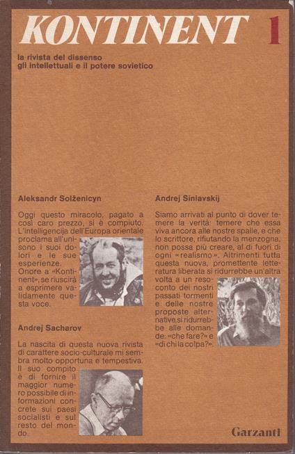 Kontinent 1 La rivista del dissenso Gli intellettuali e il potere sovietico (stampa 1975) - copertina