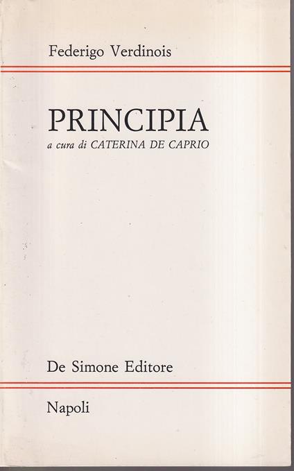 Principia Edizione a cura di Caterina De Caprio - Federigo Verdinois - copertina