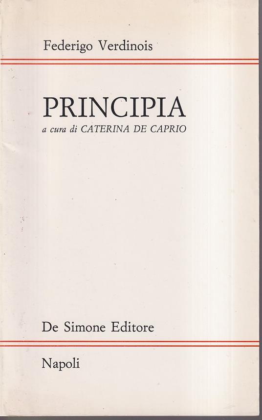 Principia Edizione a cura di Caterina De Caprio - Federigo Verdinois - copertina