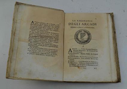 Il Catalogo degli Arcadi Per ordine d'Alfabeto colle serie delle Colonie, e Rappresentanze Arcadiche - Giovan Mario Crescimbeni - copertina