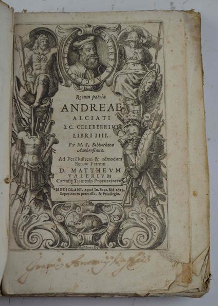 Rerum patriae… Libri IIII ex M.S. Bibliotheca Ambrosiana… - Andrea Alciato - copertina