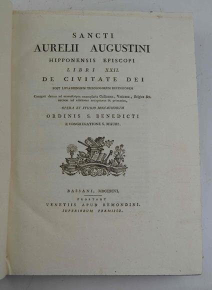 Sancti Aurelii Augustini Hipponensis Episcopi Libri XXII. De Civitate Dei post lovaniensium theologicorum recensionem castigati denuo ad manuscripta exemplaria Gallicana, Vaticana, Belgica et necnon ad editiones antiquores et primarias, opera et stud - Agostino Suh - copertina