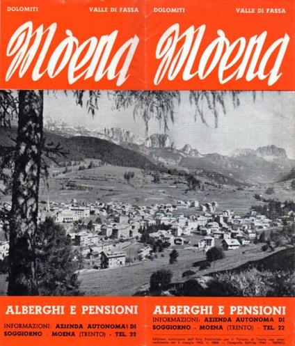 Dolomiti: Italia: Moena: Alberghi e Pensioni: 1962 - copertina