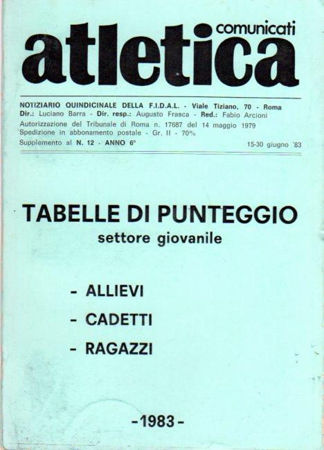 Tabelle di punteggio settore giovanile: allievi; cadetti; ragazzi - copertina
