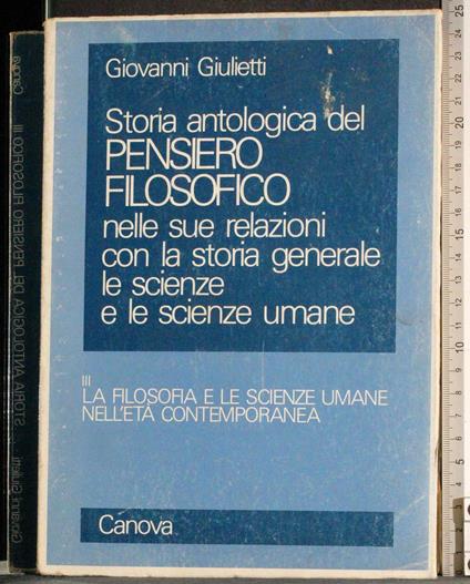 Storia antologica del Pensiero Filosofico. Vol III - copertina
