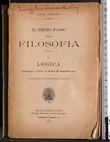 Il primo passo alla filosofia Vol 2. Logica - Luigi Ambrosi - copertina