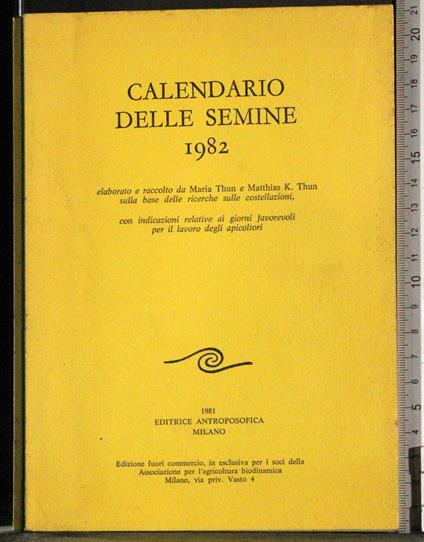 Calendario delle semine 1982 - copertina