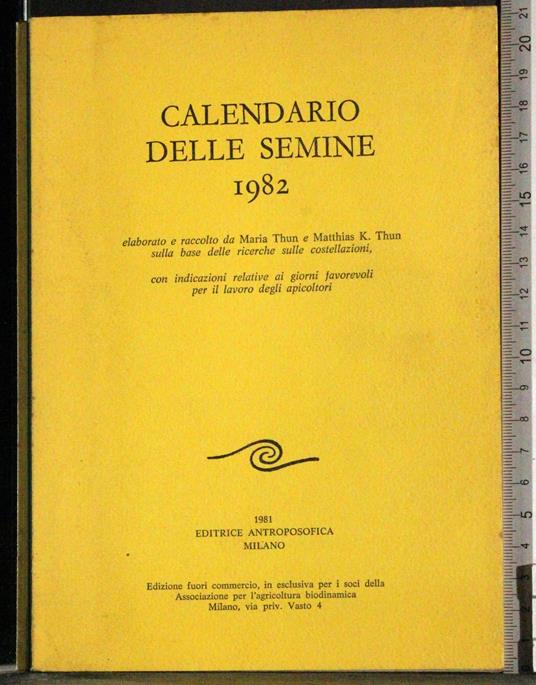 Calendario delle semine 1982 - copertina