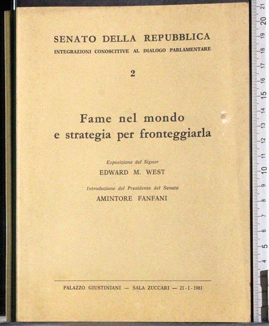 fame nel mondo e strategia per fronteggiarla - G. Valerio Catullo - copertina