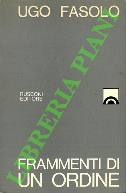 Frammenti di un ordine - Ugo Fasolo - copertina