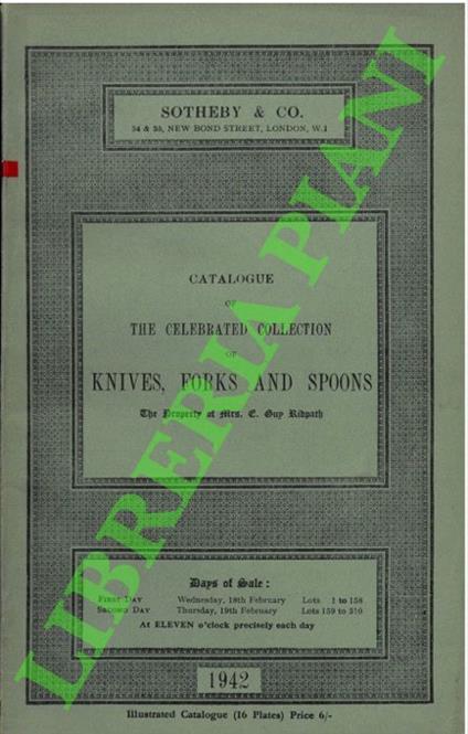 Catalogue of the Celebrated Collection of Knives, Forks and Spoons - copertina