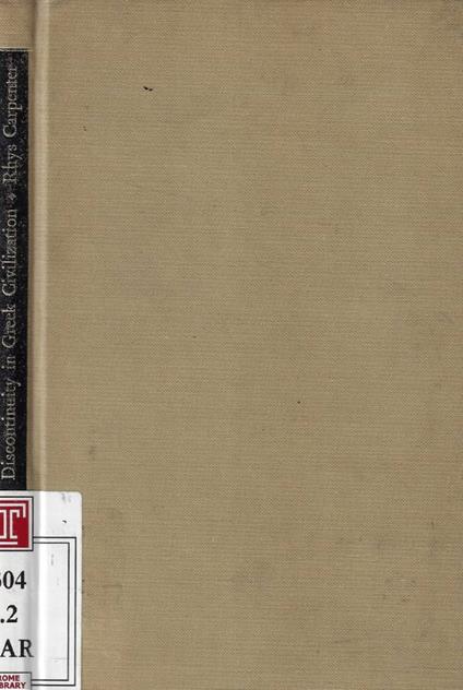 Discontinuity in Greek Civilization - Rhys Carpenter - copertina