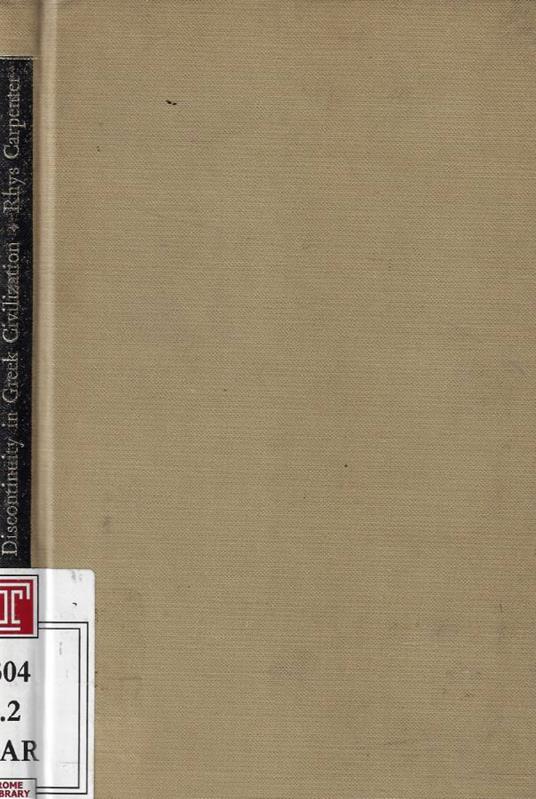 Discontinuity in Greek Civilization - Rhys Carpenter - copertina