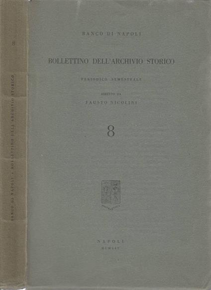 Bollettino dell'archivio storico n 5-8 anno 1954, vol II - Fausto Nicolini - copertina